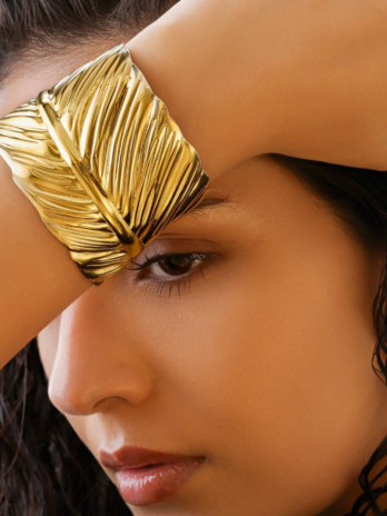 Anti Tarnish Golden Leaf Bangle Bracelet (Adjustable Size) – Gold Finish
