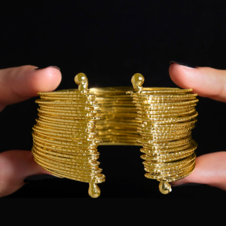 Anti-Tarnish Gold Plated Multilayer Bangle Bracelet (Adjustable Size) - Image 2