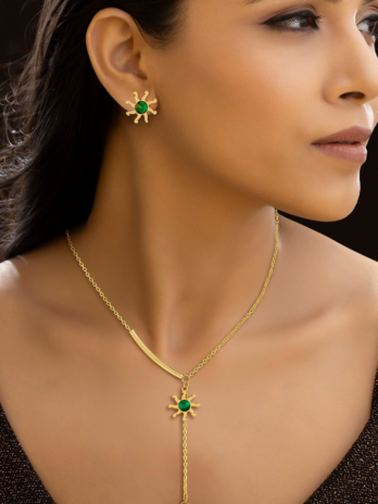 Anti-Tarnish Sun Necklace With Earrings✨