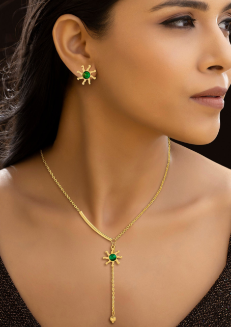 Anti-Tarnish Sun Necklace With Earrings✨
