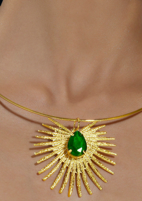 Anti-Tarnish Emerald Necklace Set With Earrings✨ - Image 3