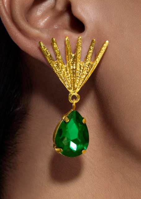 Anti-Tarnish Emerald Necklace Set With Earrings✨ - Image 4