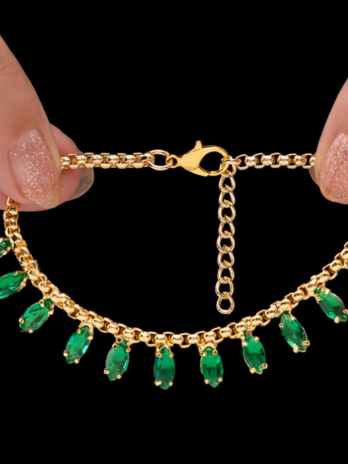Anti-Tarnish Marquise Crystal Charms-Style Chain Bracelet